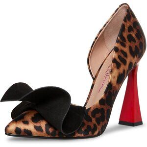 Betsey Johnson Women's Nobble-p Pump Size 9.5 Black Pull-On 4.25 inch Heel